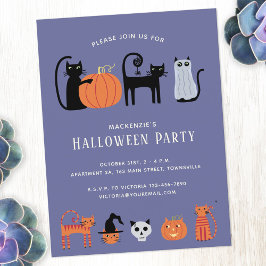 Invitación a la fiesta de gatos de Halloween