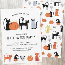 Invitación a la fiesta de gatos de Halloween