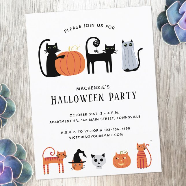 Invitación a la fiesta de gatos de Halloween (Subido por el creador)