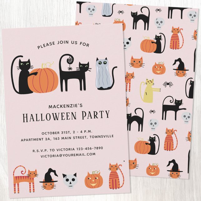 Invitación a la fiesta de gatos de Halloween (Subido por el creador)