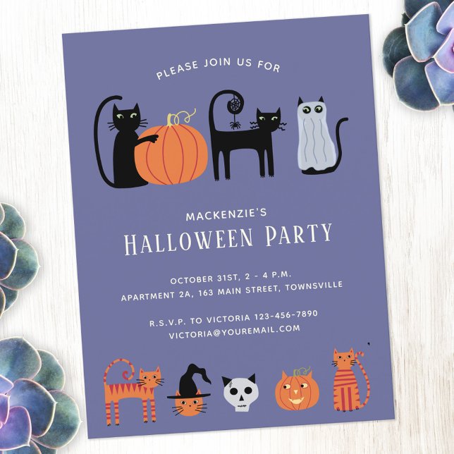 Invitación a la fiesta de gatos de Halloween (Subido por el creador)