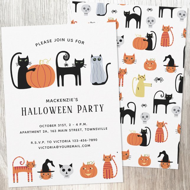 Invitación a la fiesta de gatos de Halloween (Subido por el creador)