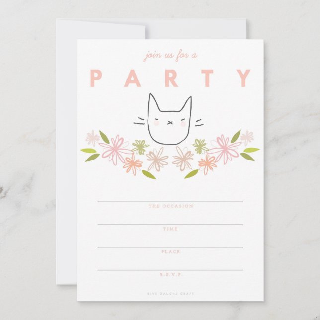 Invitación a la fiesta de gatos de jardín (Anverso)