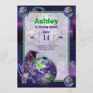 Invitación a la fiesta de gatos láser planetarios