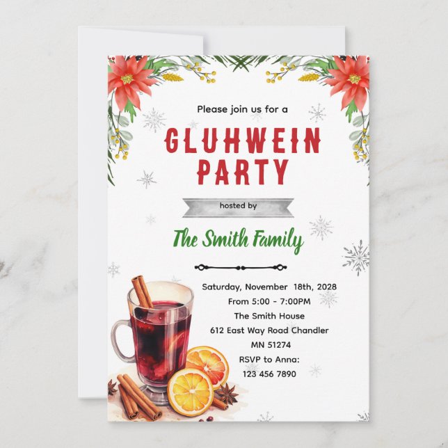 invitación a la fiesta de Gluhwein Navidad (Anverso)