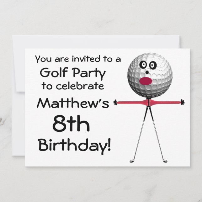 Invitación a la fiesta de golf de cumpleaños (Anverso)