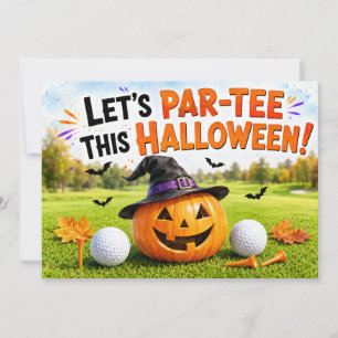 Invitación a la fiesta de golf de Halloween con mo