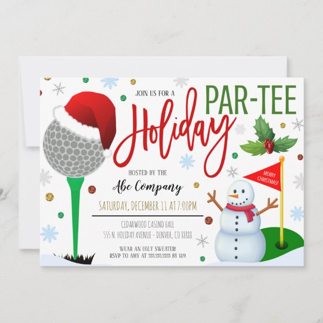 Invitación a la fiesta de golf de vacaciones (Anverso)