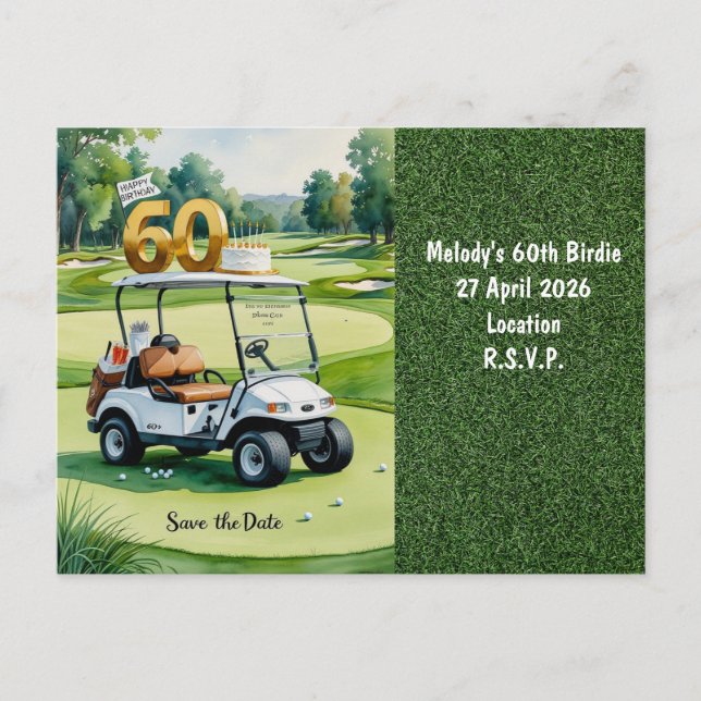 Invitación a la fiesta de golf, guarda la fecha, c (Anverso)