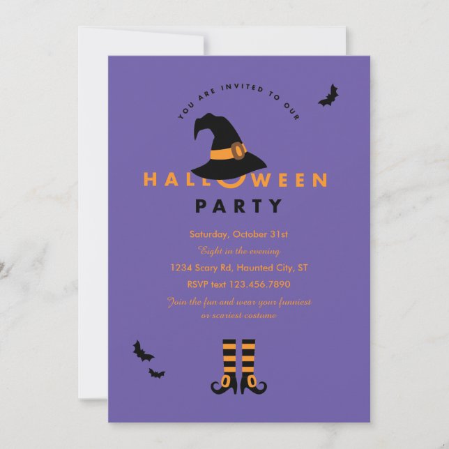 Invitación a la fiesta de Gorra Brujo Halloween (Anverso)