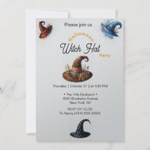 Invitación a la fiesta de Gorras de brujas de Hall