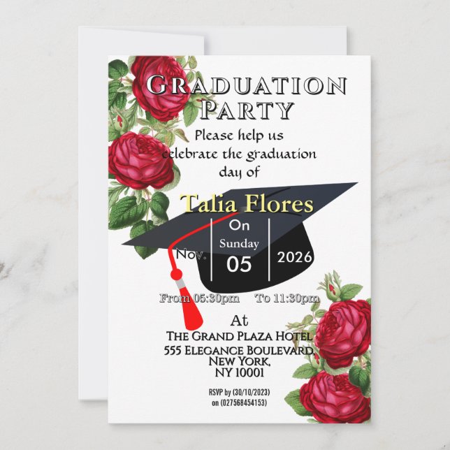 Invitación a la fiesta de graduación (Anverso)