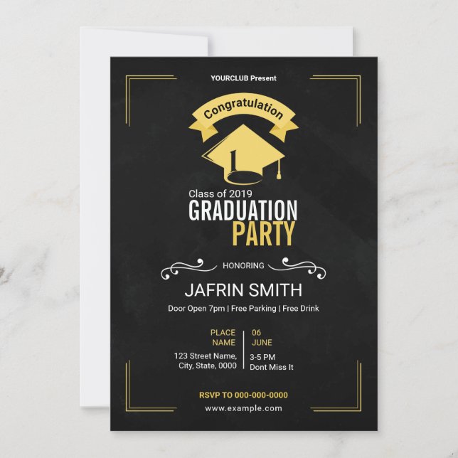 Invitación a la fiesta de graduación (Anverso)
