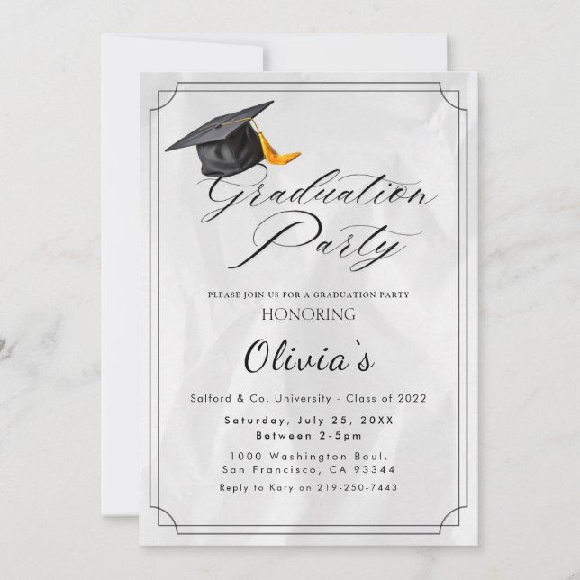 Invitación a la fiesta de graduación (Anverso)