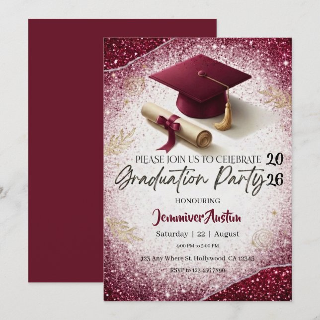Invitación a la fiesta de graduación (Anverso / Reverso)