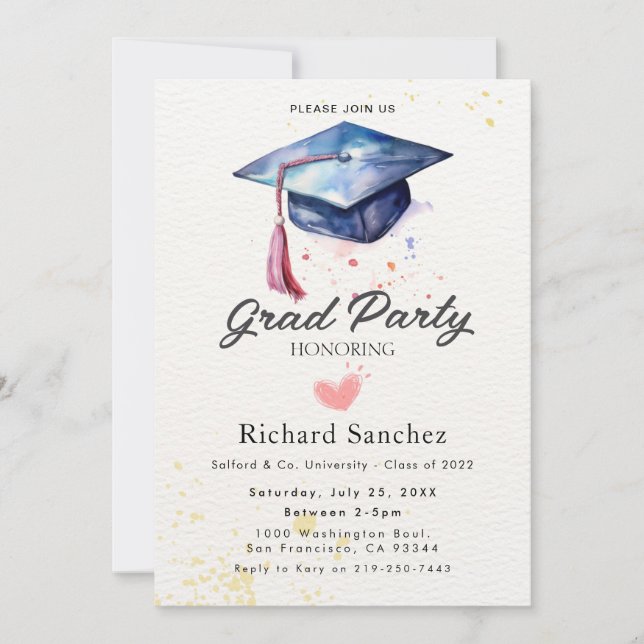 Invitación a la fiesta de graduación (Anverso)