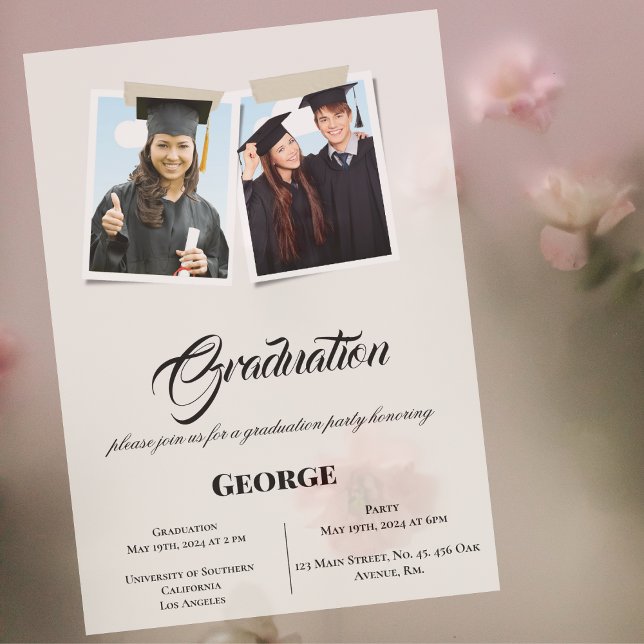 Invitación a la fiesta de graduación (customised with phto and text )