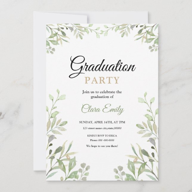 Invitación a la fiesta de graduación (Anverso)