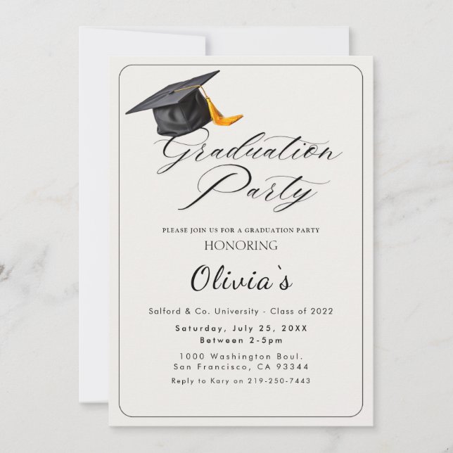 Invitación a la fiesta de graduación (Anverso)