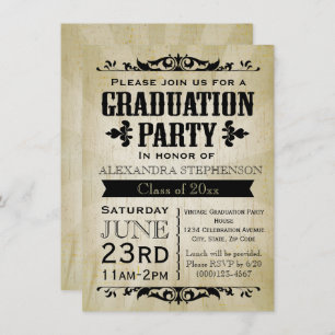 Invitación a la fiesta de graduación a la antigua