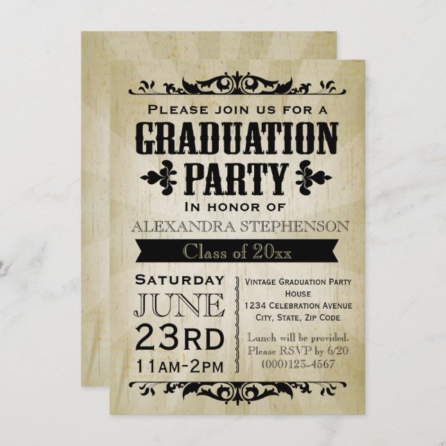 Invitación a la fiesta de graduación a la antigua