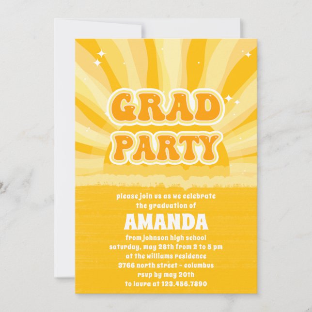 Invitación a la fiesta de graduación amarilla del  (Anverso)