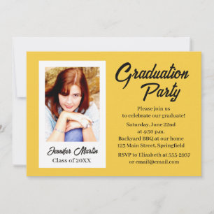 Invitación a la fiesta de graduación amarilla simp