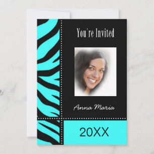 Invitación a la fiesta de graduación Aqua Zebra