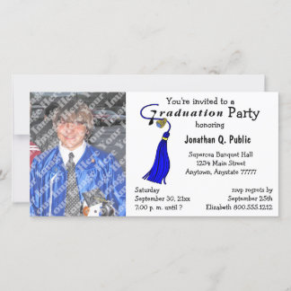 Invitación a la fiesta de graduación azul