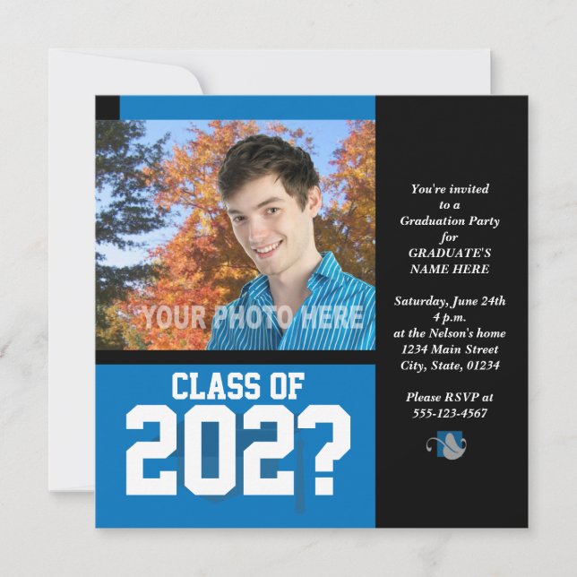 Invitación a la fiesta de graduación-Azul-2 (Anverso)