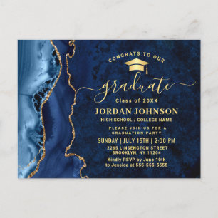 Invitación a la fiesta de graduación azul de la Ma