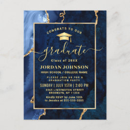 Invitación a la fiesta de graduación azul de la Ma