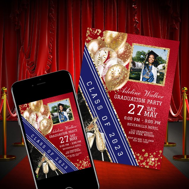Invitación a la fiesta de graduación azul de la Ma (Subido por el creador)
