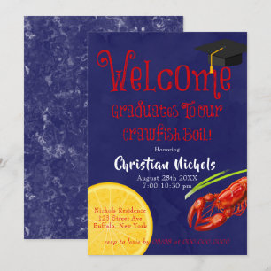 Invitación a la fiesta de graduación azul del crud