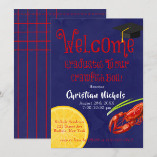 Invitación a la fiesta de graduación azul del crud