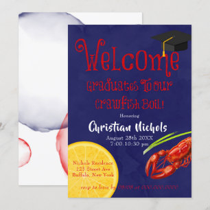 Invitación a la fiesta de graduación azul del crud