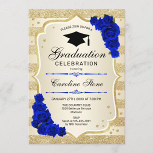 Invitación a la fiesta de graduación - Azul real d