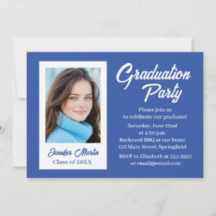 Invitación a la fiesta de graduación azul simple c