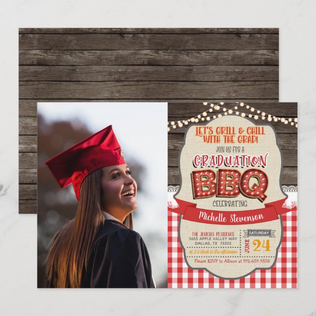 Invitación a la fiesta de graduación BBQ - GLP de  (Anverso / Reverso)