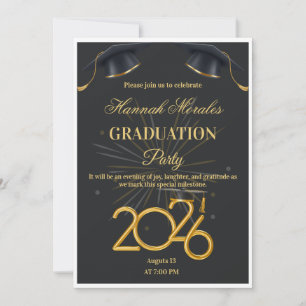 Invitación a la Fiesta de Graduación Black and Gol