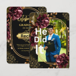 Invitación a la fiesta de graduación Black & Gold 