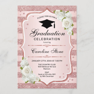 Invitación a la fiesta de graduación - Blanco dora