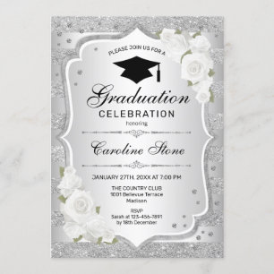 Invitación a la fiesta de graduación - Blanco plat