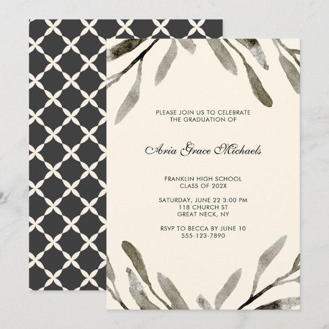 Invitación a la fiesta de graduación botánica (Anverso / Reverso)