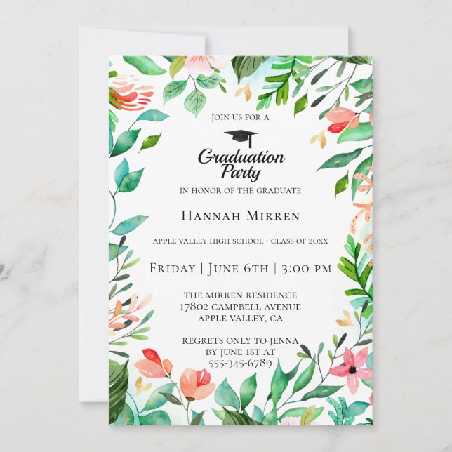 Invitación a la fiesta de graduación botánica de l (Anverso)