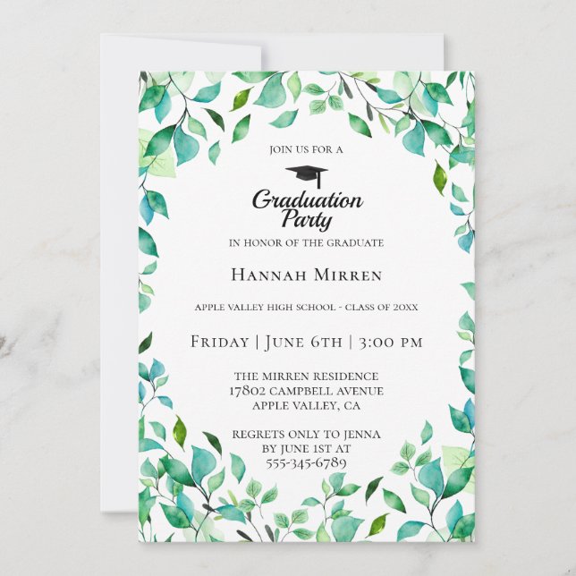 Invitación a la fiesta de graduación botánica de l (Anverso)