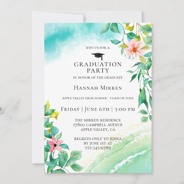 Invitación a la fiesta de graduación botánica de p (Anverso)