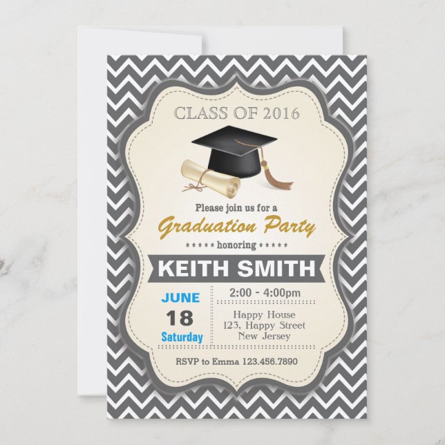 Invitación a la fiesta de graduación. Celebración  (Anverso)