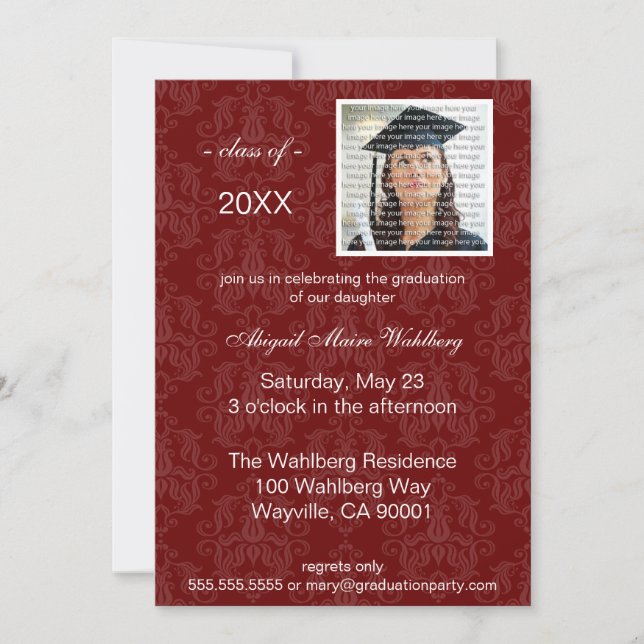 Invitación a la fiesta de graduación clásica (Anverso)