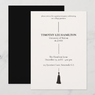 Invitación a la fiesta de graduación con borla neg